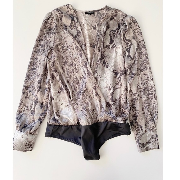 Satin Snakeskin Crossover Bodysuit - Picture 3 of 10